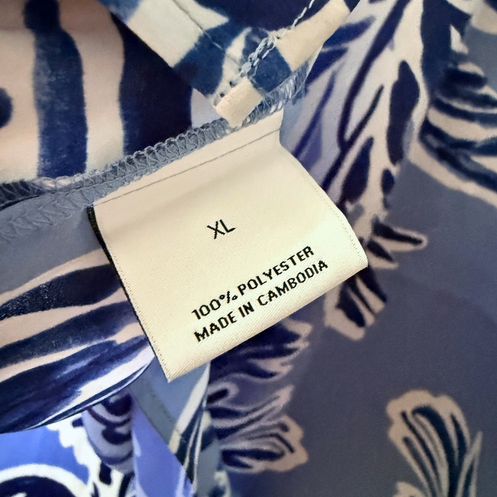 Van Winkle & Co Painted Palm Dolman Sleeve Caftan Dress, Blue White, XL (NWT) - Picture 9 of 13